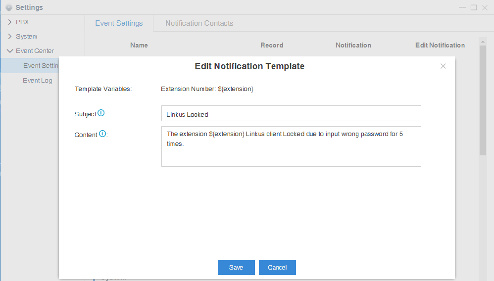 Cloud Pbx Singapore - Event Center Notification Template Event Center-Notification Template